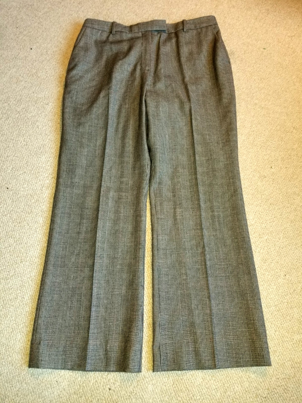 NWT $188 Womens Pants-BROOKS BROTHERS-black/white plaid wool lined trousers-14